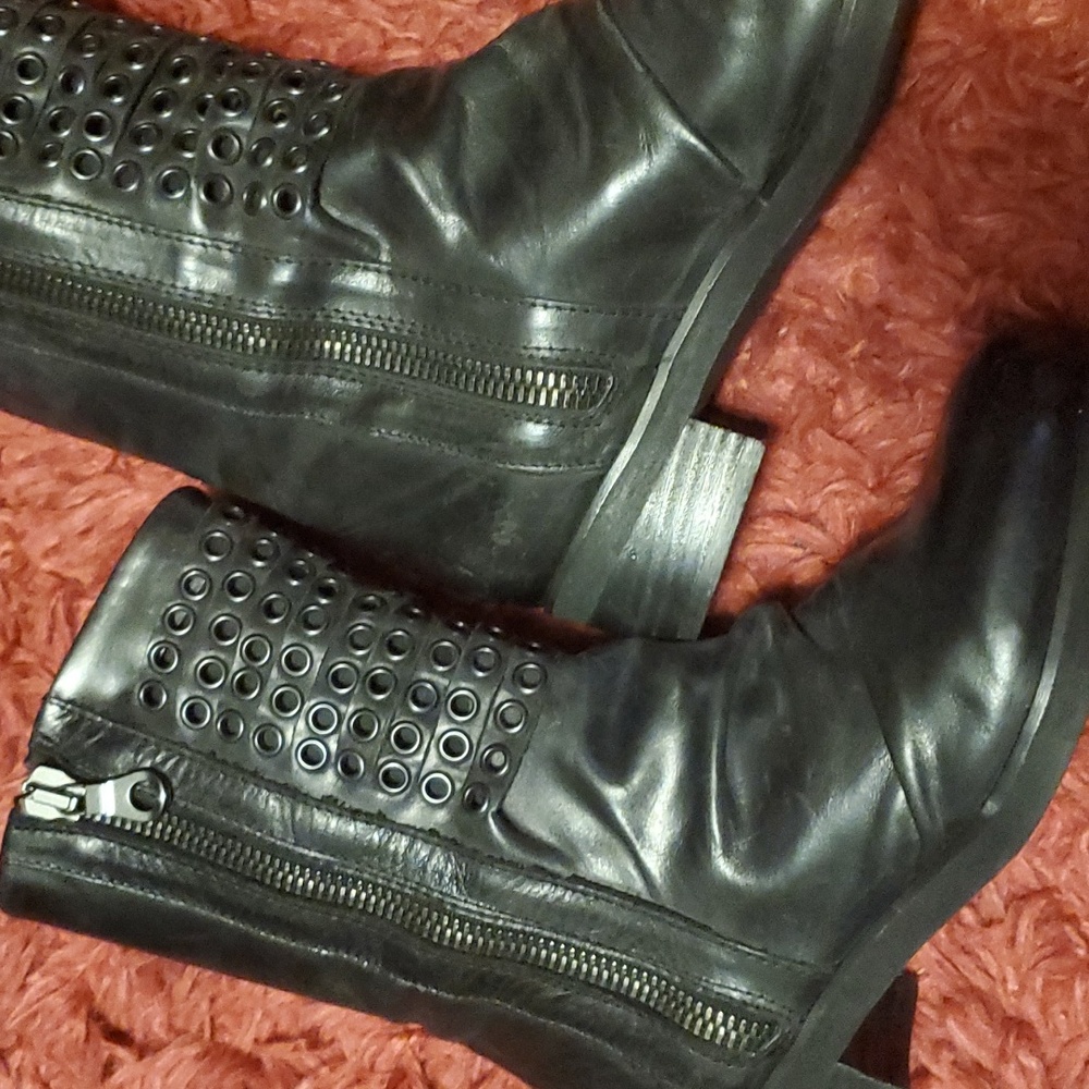 Black leather boots